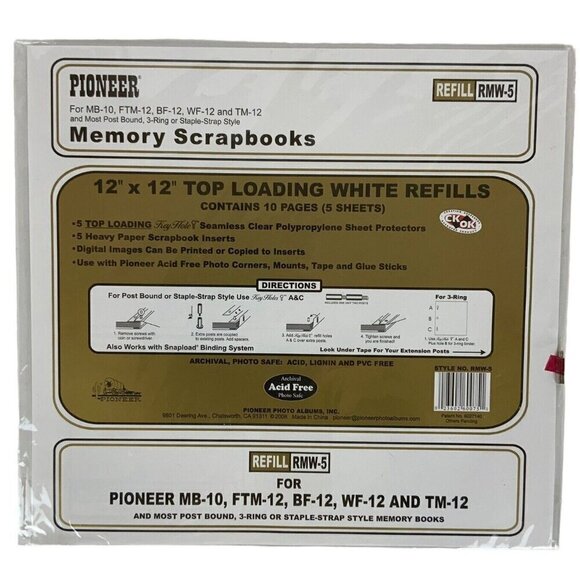 Pioneer 12x12 Top Loading Scrapbook Refill Pages 3 Pkgs 5 Sheets Each RMW-5 - Picture 2 of 3